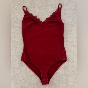 Ten Sixty Sherman Maroon Lacey Bodysuit